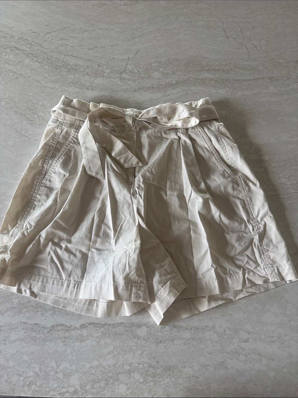 J. Crew Cream Tie-Waist Pleated Women's Shorts
